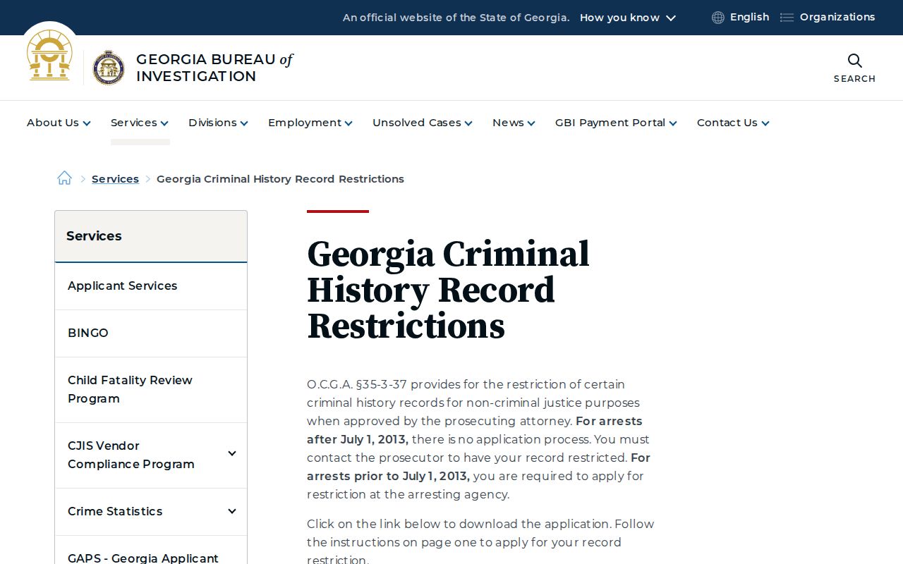 Columbia County court case record restriction process
